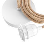 Rosace blanche et cordon de suspension en jute naturel 250 cm en situation