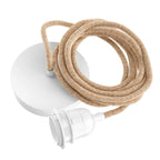 Rosace blanche et cordon de suspension en jute naturel 250 cm