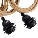 Rosace de plafond 3 cordons de suspension en jute naturel 250 cm en situation