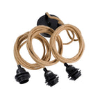 Rosace de plafond 3 cordons de suspension en jute naturel 250 cm