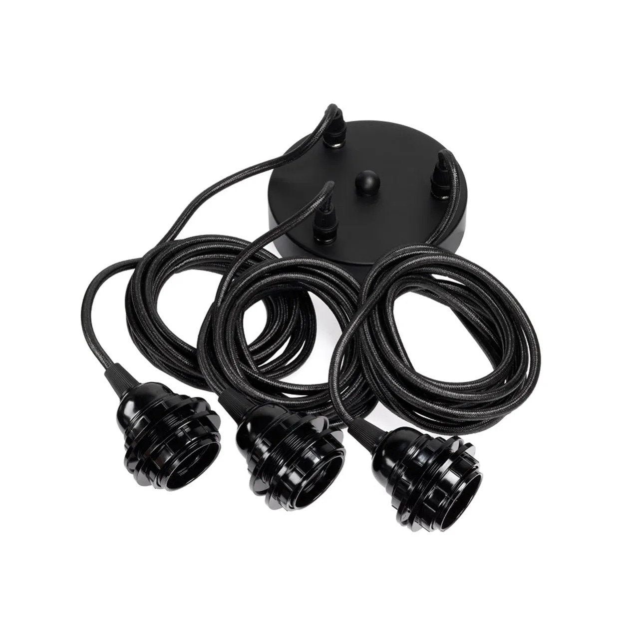 Rosace de plafond 3 cordons de suspension noirs 250 cm