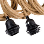 Rosace de plafond 5 cordons de suspension en jute naturel 350 cm en situation