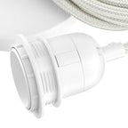 Rosace de plafond et cordon de suspension blanc 250 cm en situation