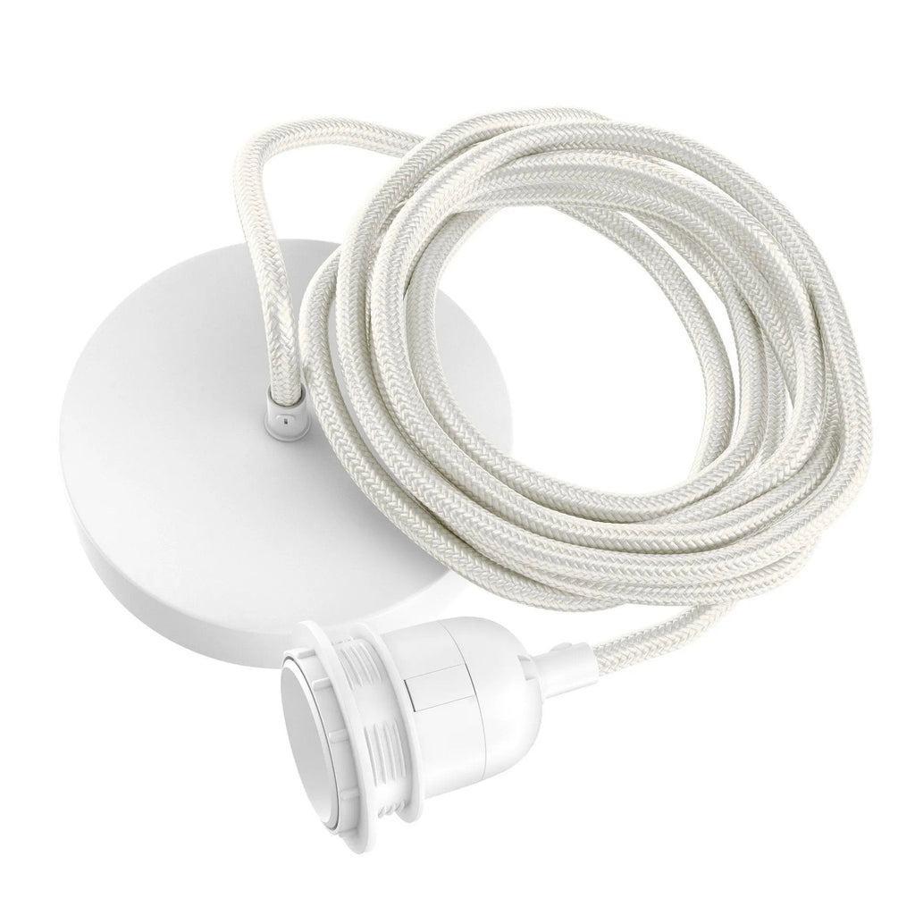 Rosace de plafond et cordon de suspension blanc 250 cm