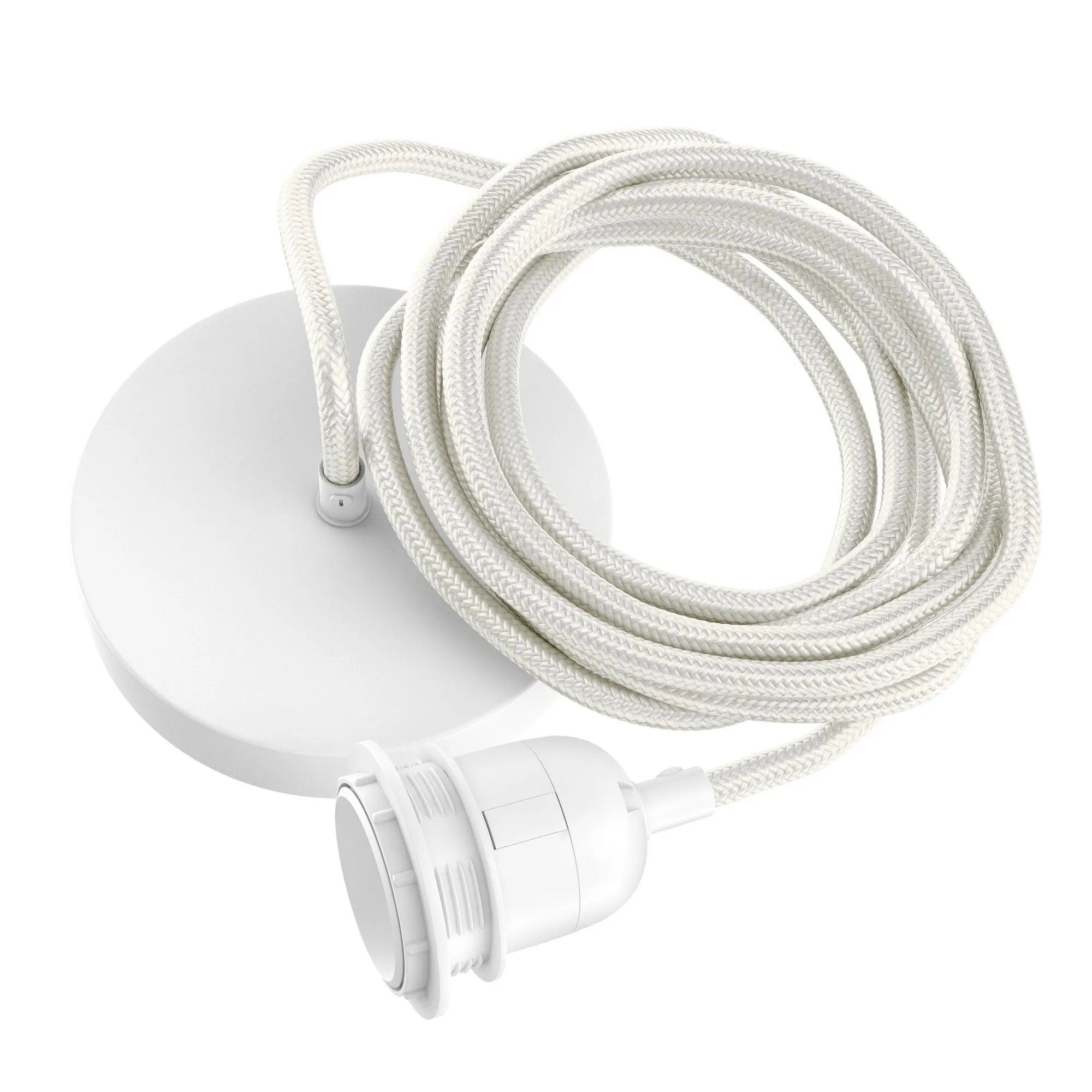 Rosace de plafond et cordon de suspension blanc 250 cm