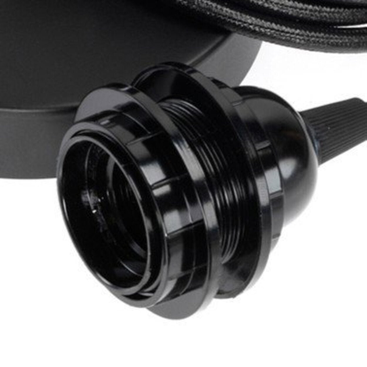 Rosace de plafond et cordon de suspension noir 250 cm, vue 3