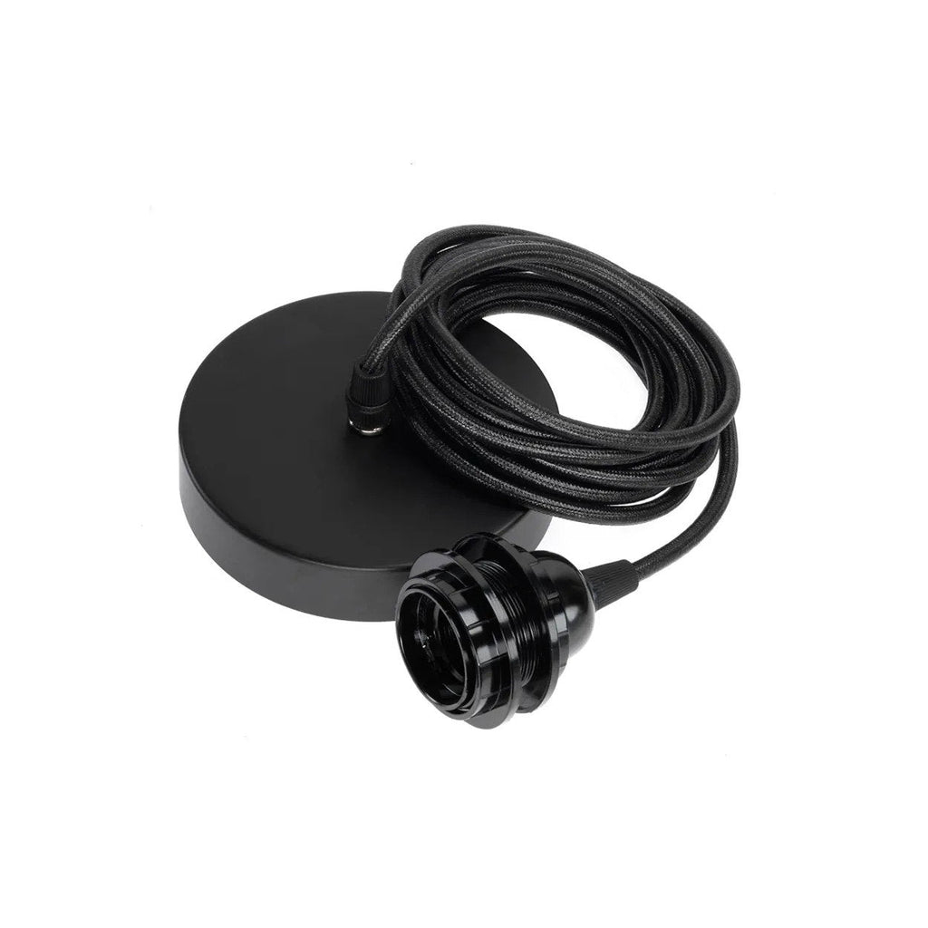 Rosace de plafond et cordon de suspension noir 250 cm