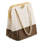 Sac à linge Noto textile écru et brun armature bambou vue de détail