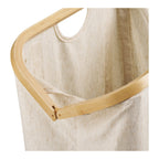 Sac à linge Noto textile écru et brun armature bambou vue de détail