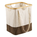 Sac à linge Noto textile écru et brun armature bambou