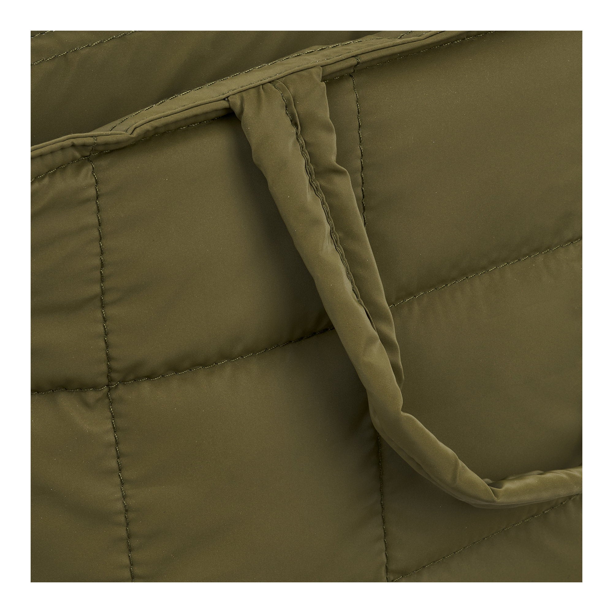 Détail matelassage carré et poignée sac isotherme Budva vert kaki