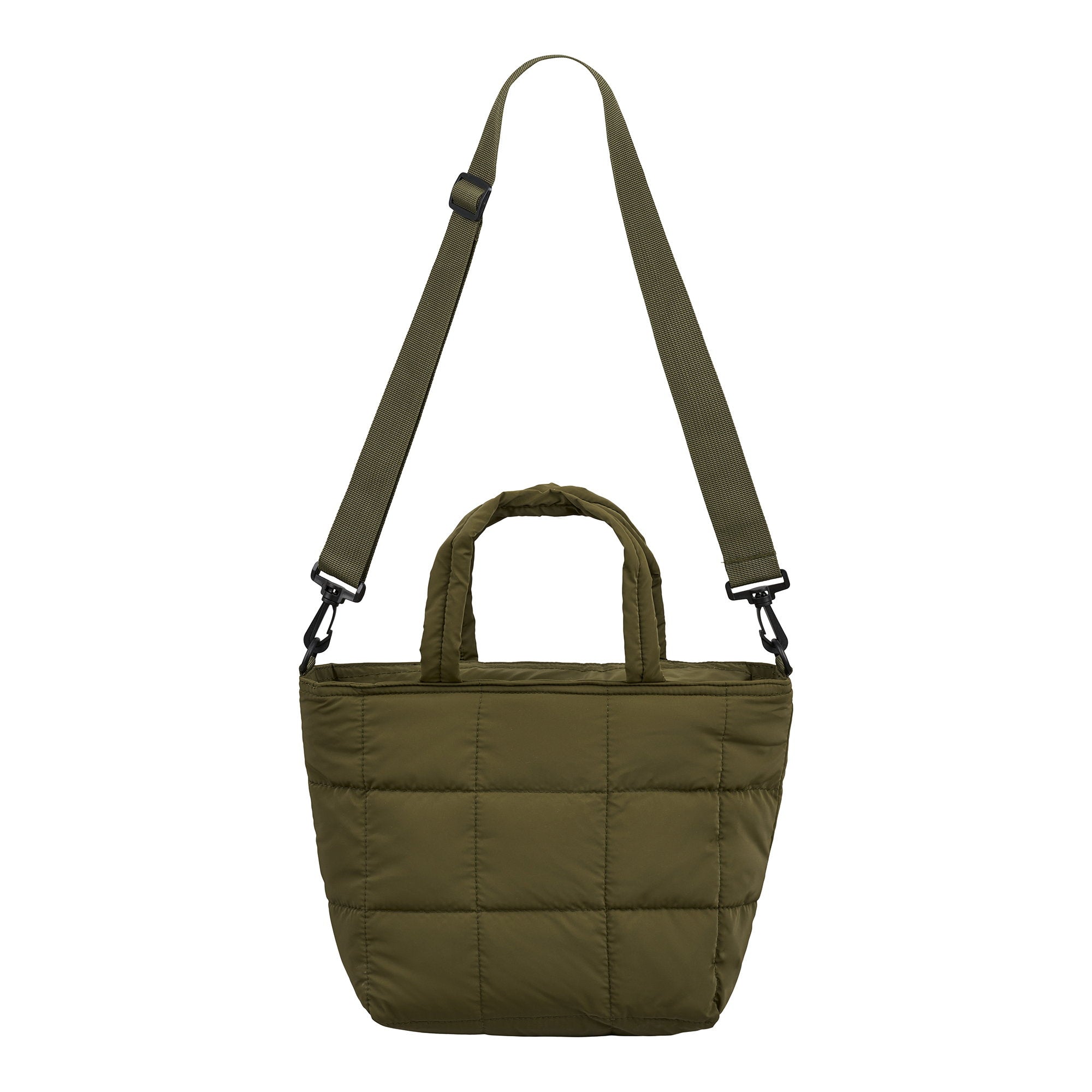 Sac isotherme Budva vert kaki matelassé avec bandoulière réglable fond blanc
