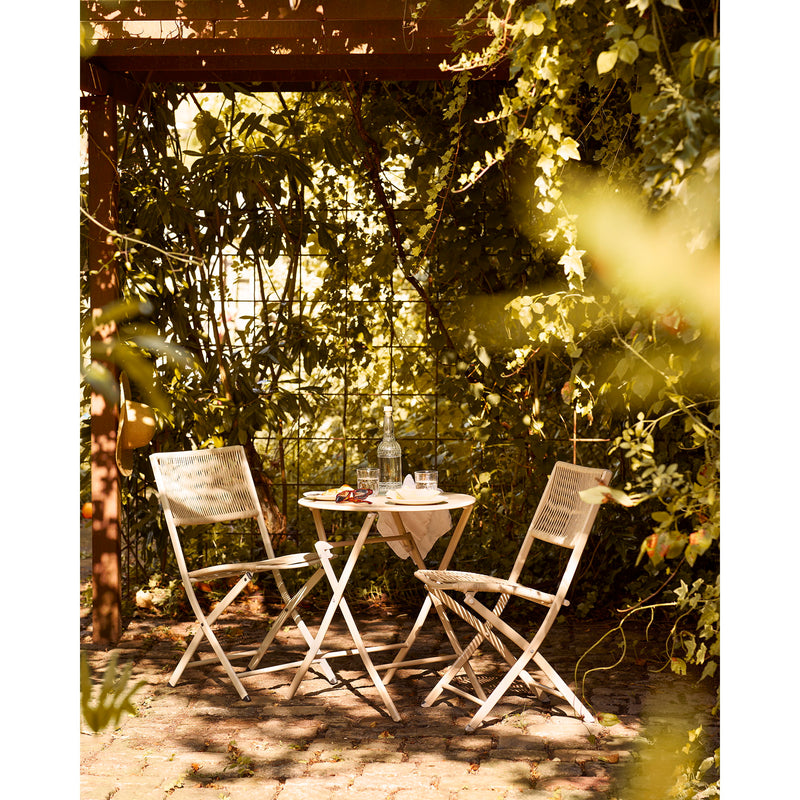 Dimensions Arcas Taupe Bistro Garden Set — Round Table & 2 Folding Chairs