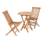 Salon jardin Oviedo Toledo teck naturel table ronde pliante et 2 chaises pliantes