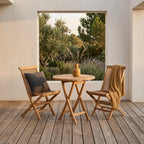 Table Oviedo teck naturel repliée vue dimensions