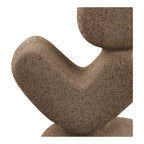Sculpture décorative personnage céramique brune vue de détail