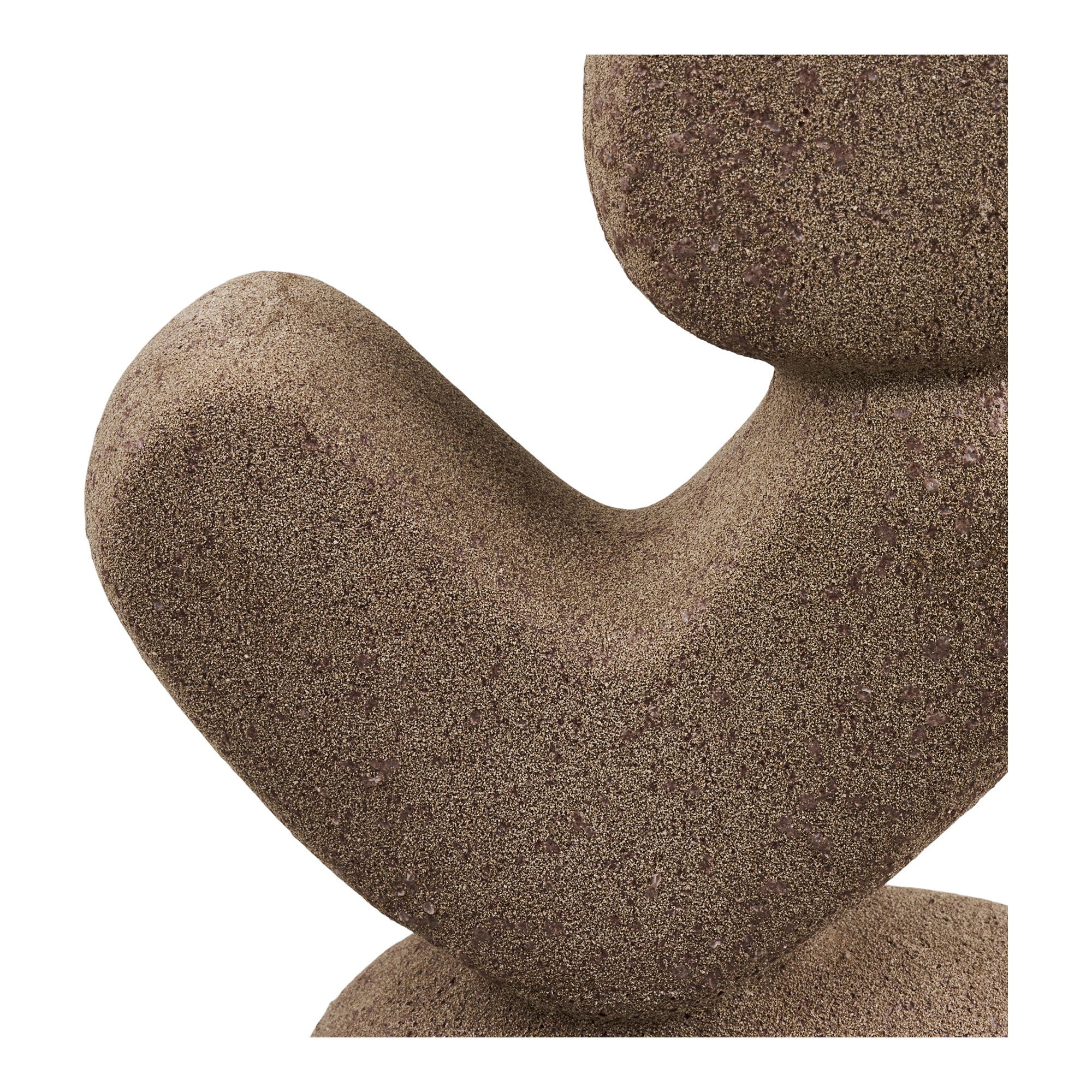 Sculpture décorative personnage céramique brune vue de détail