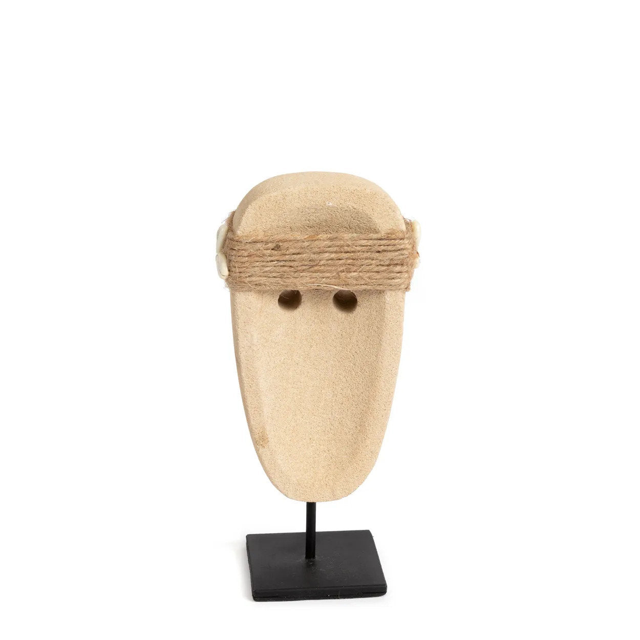 Sculpture visage Sumba à bandeau de cauris sur socle 19 cm, vue 5