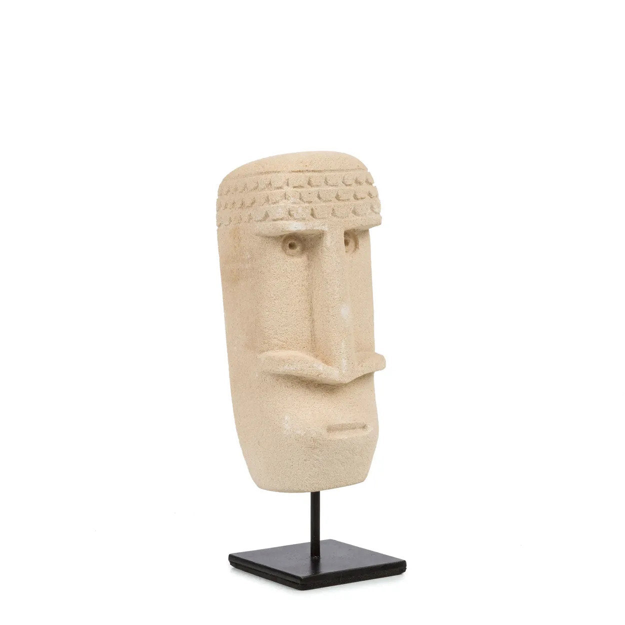 Sculpture visage Sumba à coiffe gravée sur socle 19 cm, vue 5