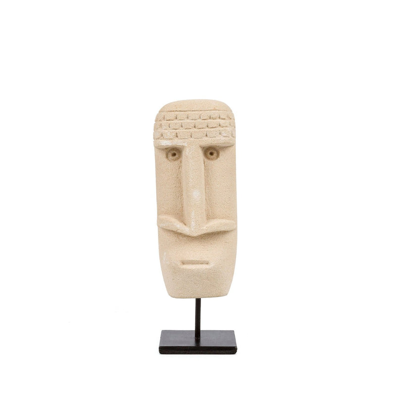 Dimensions Sculpture visage Sumba à coiffe gravée sur socle 19 cm