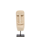 Sculpture visage Sumba à coiffe gravée sur socle 19 cm