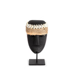 Sculpture visage Sumba en grès noir sur socle 16 cm