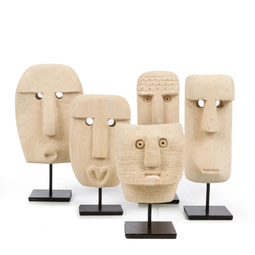 Sculpture visage Sumba en grès sur socle 19 cm, vue 7