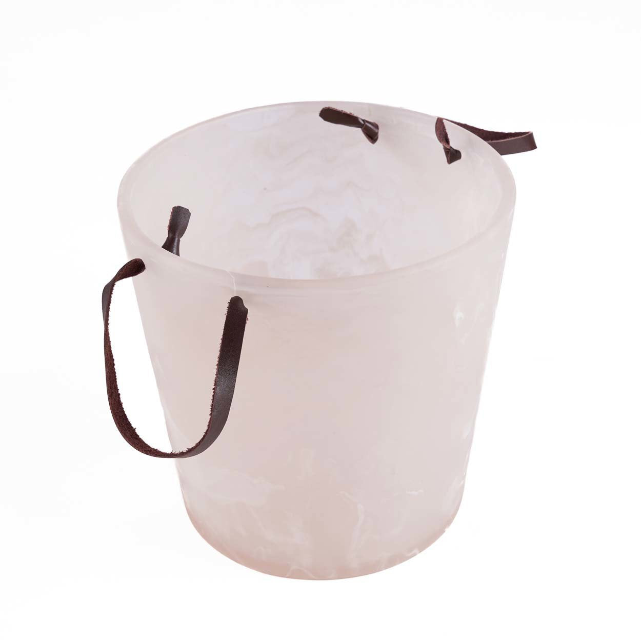 Seau à glace en résine marbrée rose et blanc 23 cm, vue 3