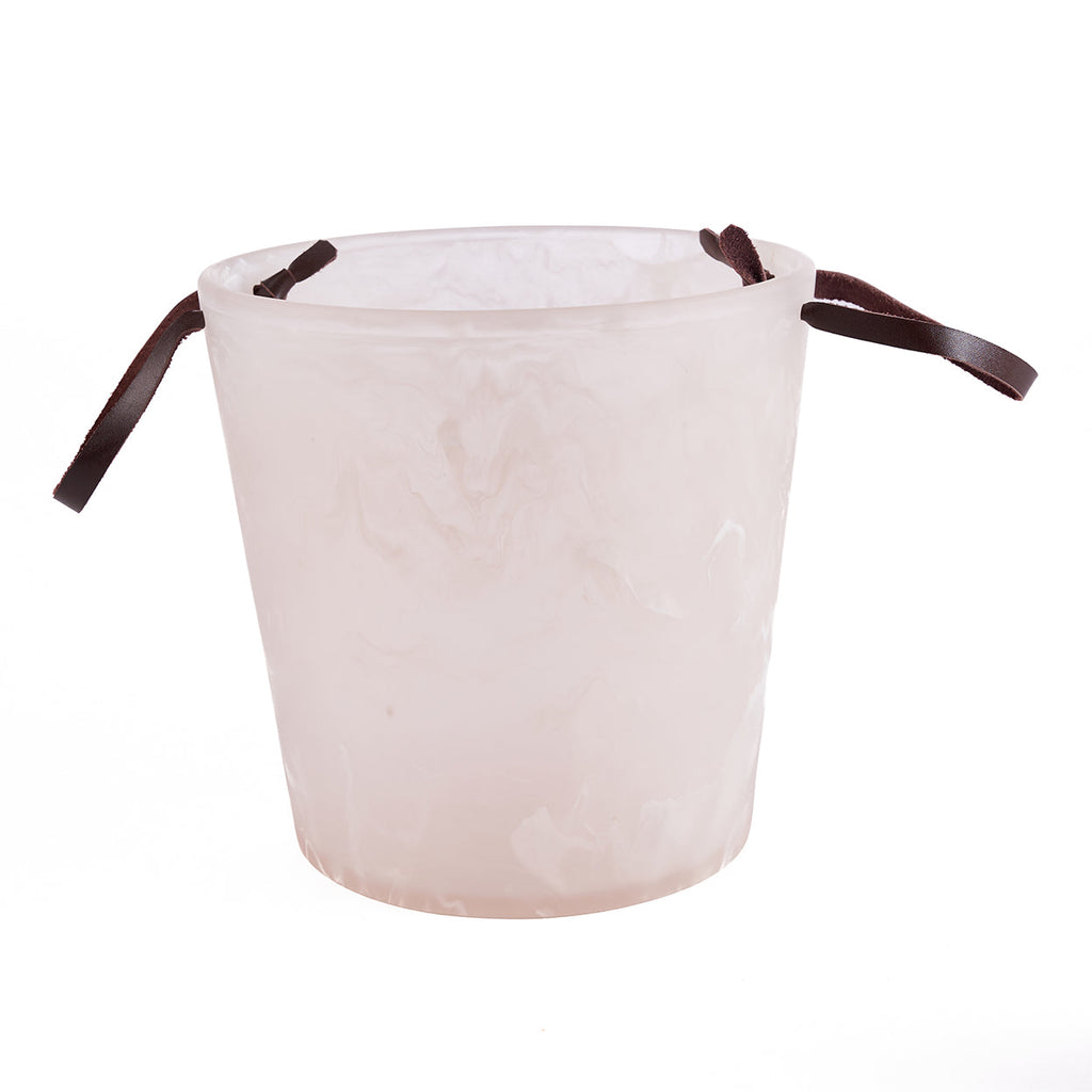 Seau à glace en résine marbrée rose et blanc 23 cm