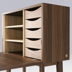 Intérieur du secrétaire Mister avec ses tiroirs et ses tablettes