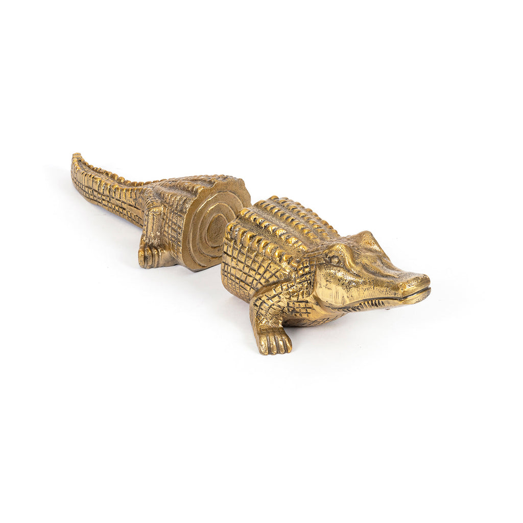 Serre-livres crocodile en aluminium finition laiton, vue 5