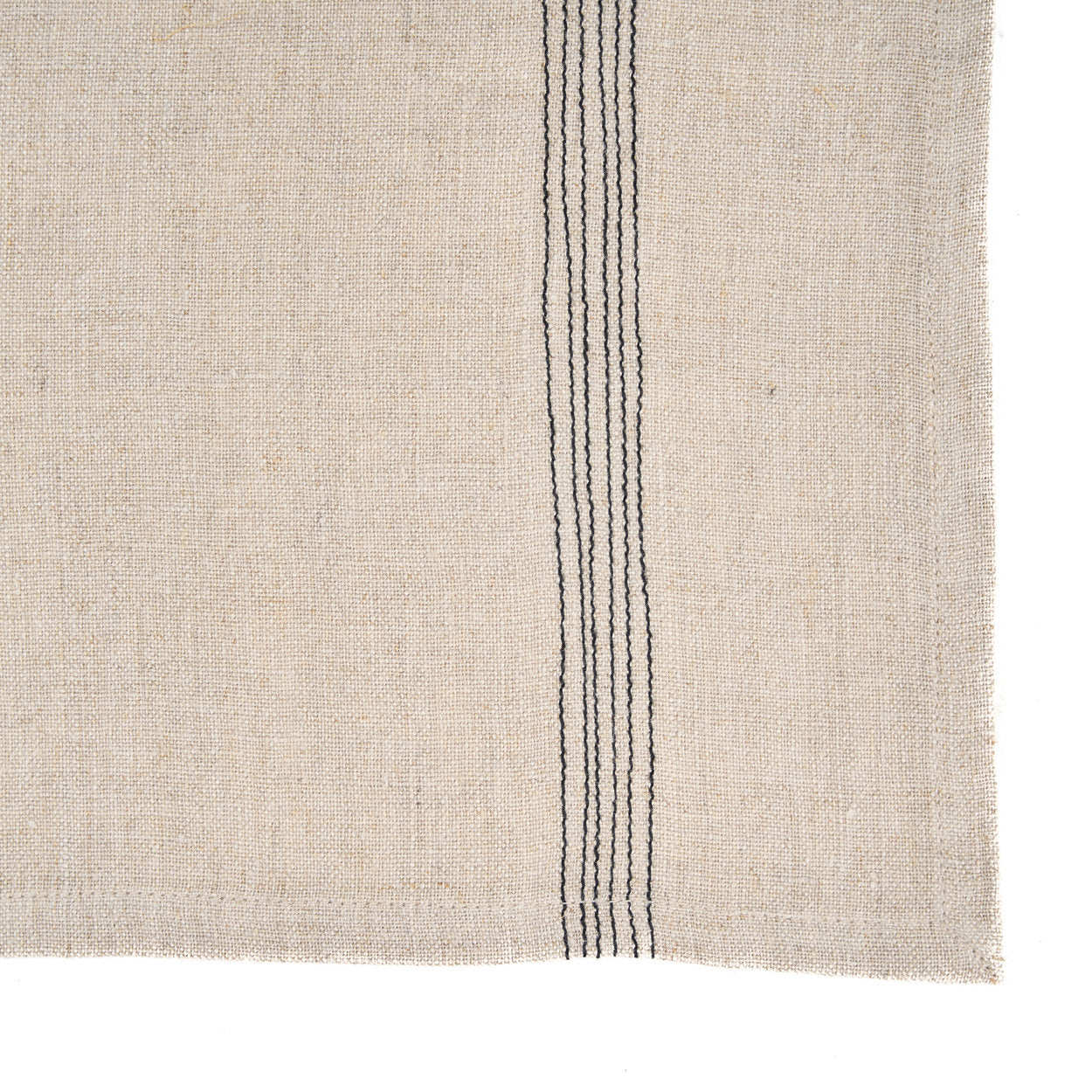Serviette de table Lint Biscuit en lin naturel à bandes noires 45x45 cm, vue 5