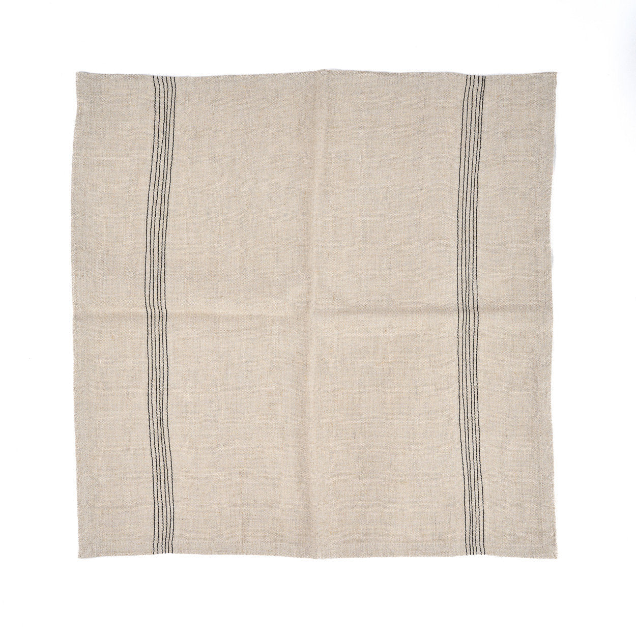 Serviette de table Lint Biscuit en lin naturel à bandes noires 45x45 cm, vue 8