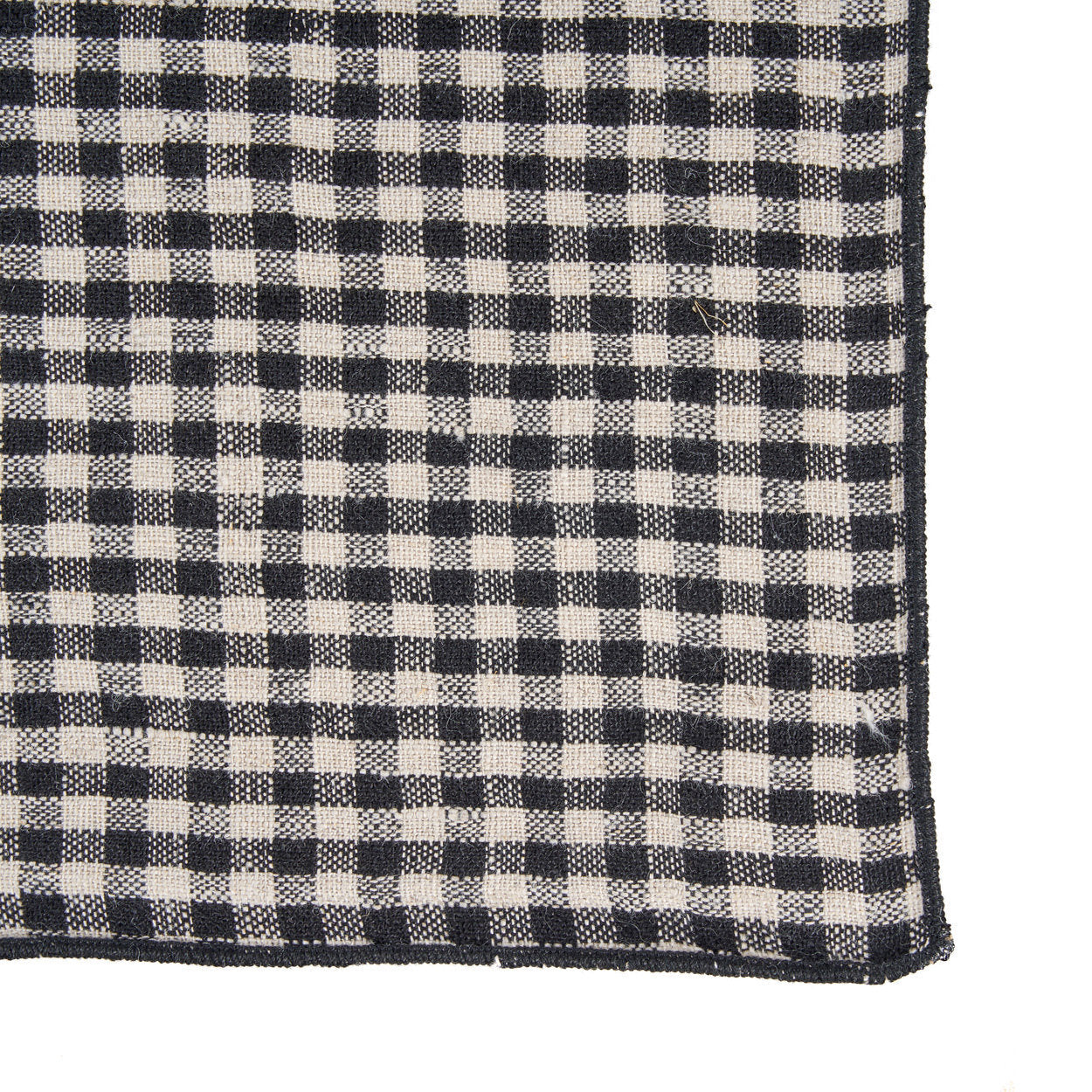 Serviette de table Picknick en lin à carreaux vichy noirs 45x45 cm, vue 4