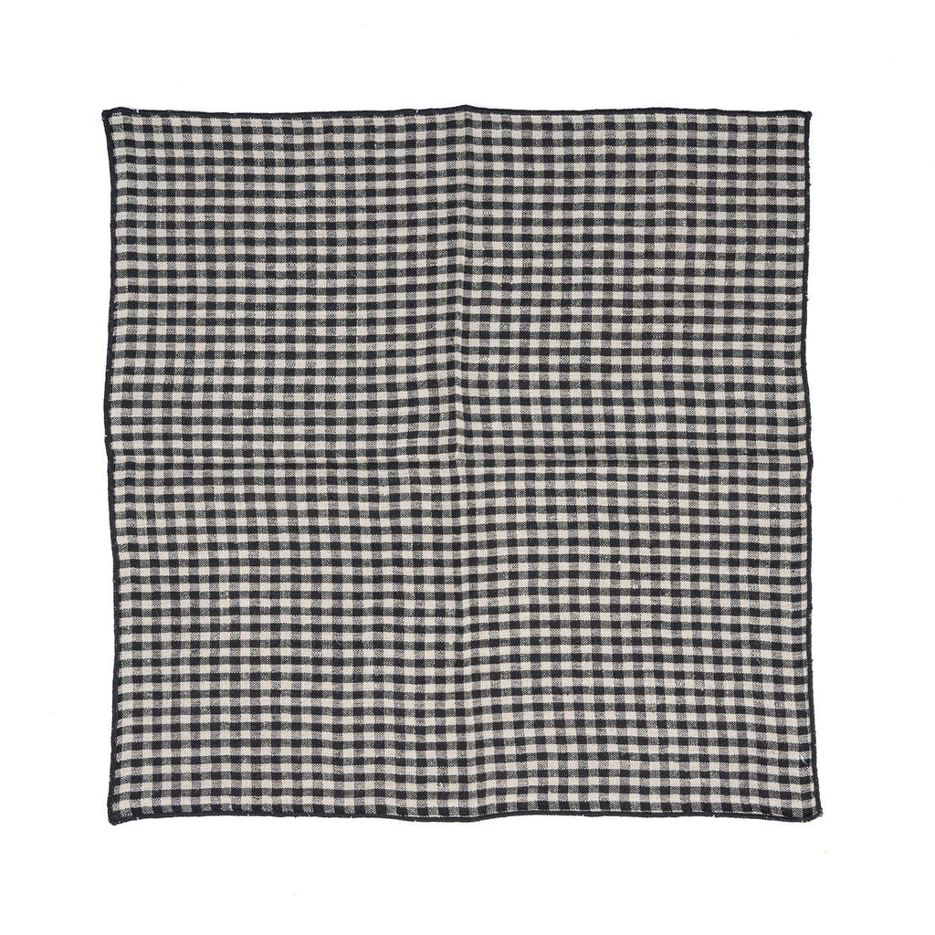 Serviette de table Picknick en lin à carreaux vichy noirs 45x45 cm, vue 6
