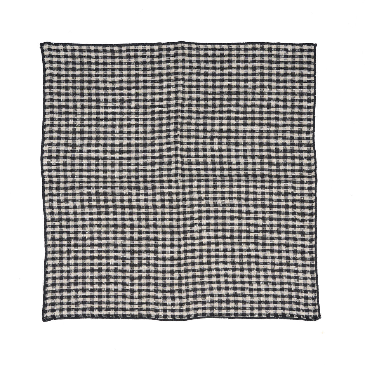 Serviette de table Picknick en lin à carreaux vichy noirs 45x45 cm, vue 6