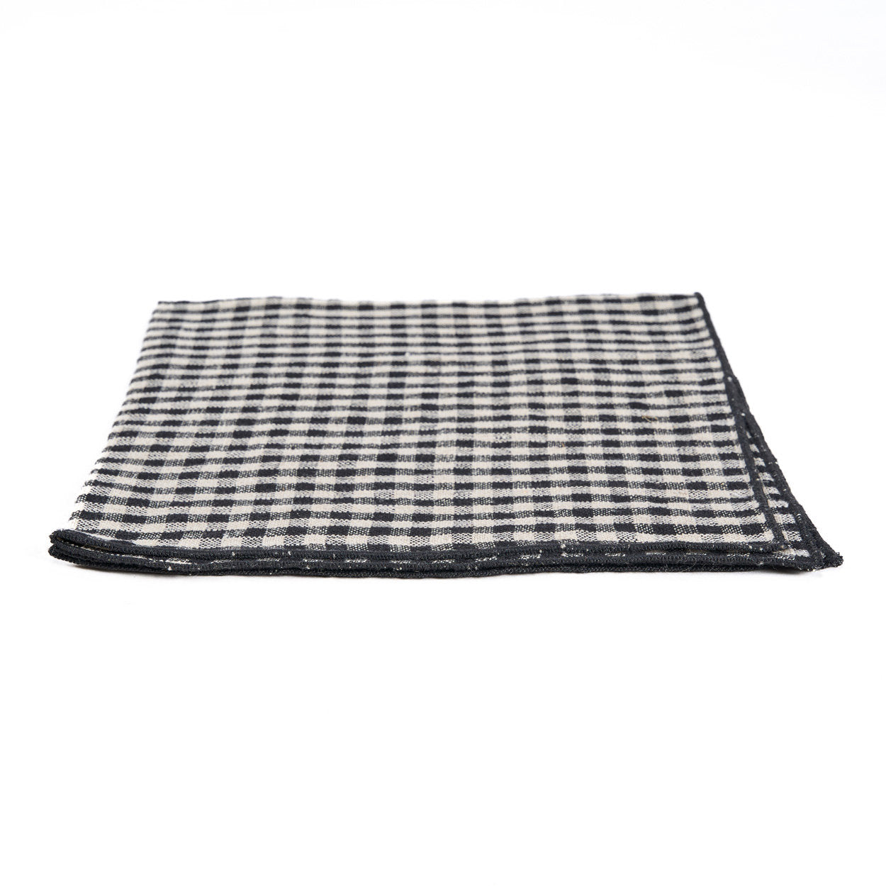 Serviette de table Picknick en lin à carreaux vichy noirs 45x45 cm, vue 7