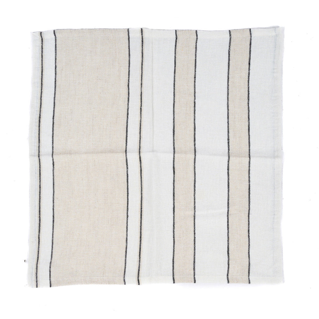Serviette de table Provence en lin blanc à rayures 45x45 cm, vue 4