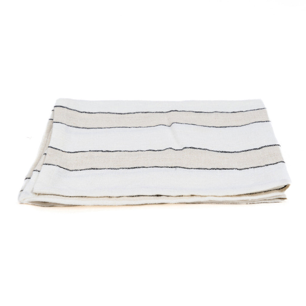 Serviette de table Provence en lin blanc à rayures 45x45 cm, vue 7
