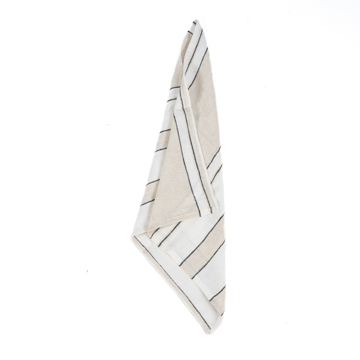 Serviette de table Provence en lin blanc à rayures 45x45 cm