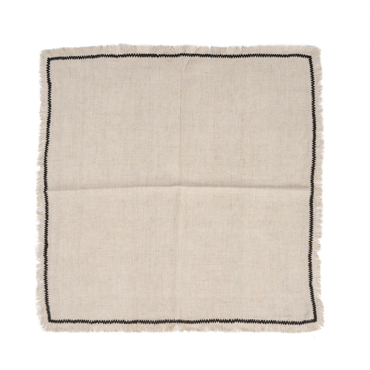 Serviette de table Tuscany en lin naturel à surpiqûre noire 45x45 cm, vue 3