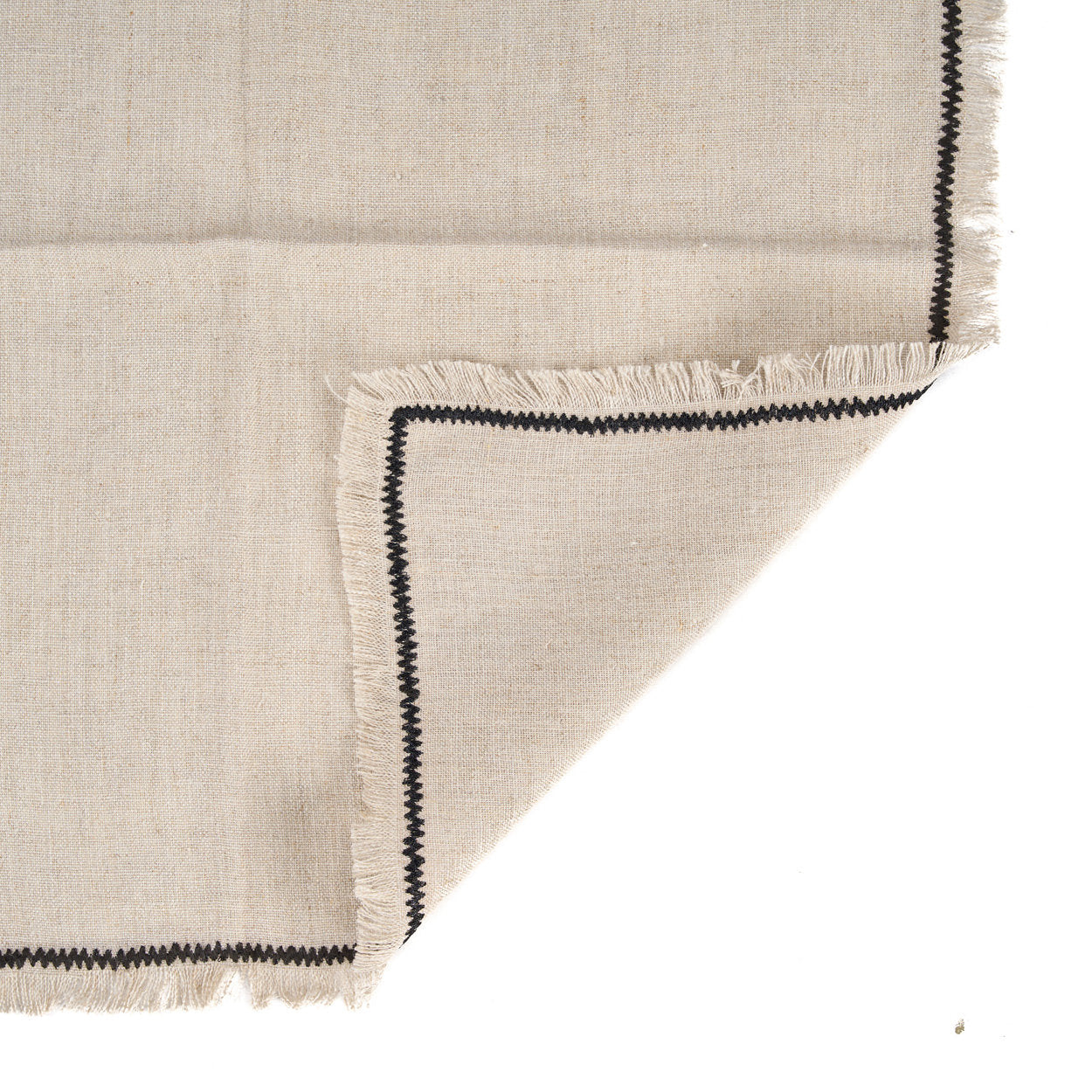 Serviette de table Tuscany en lin naturel à surpiqûre noire 45x45 cm, vue 4