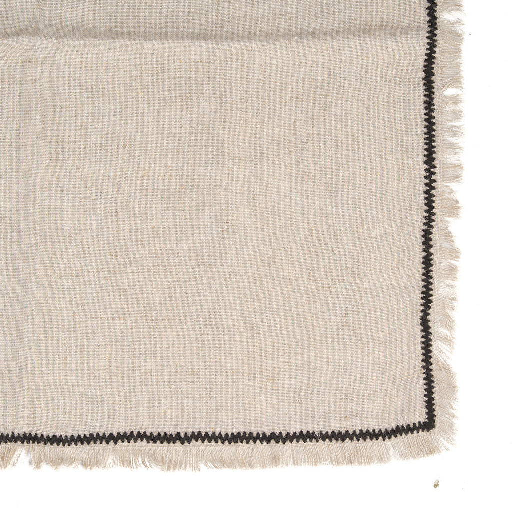 Serviette de table Tuscany en lin naturel à surpiqûre noire 45x45 cm, vue 5