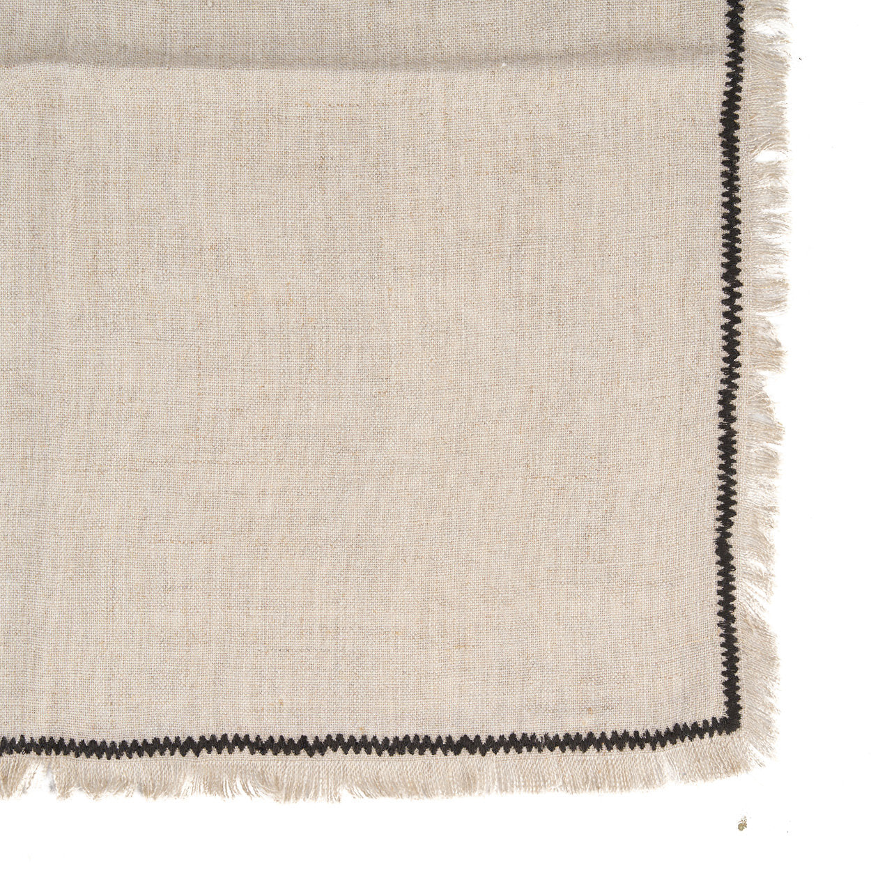 Serviette de table Tuscany en lin naturel à surpiqûre noire 45x45 cm, vue 5