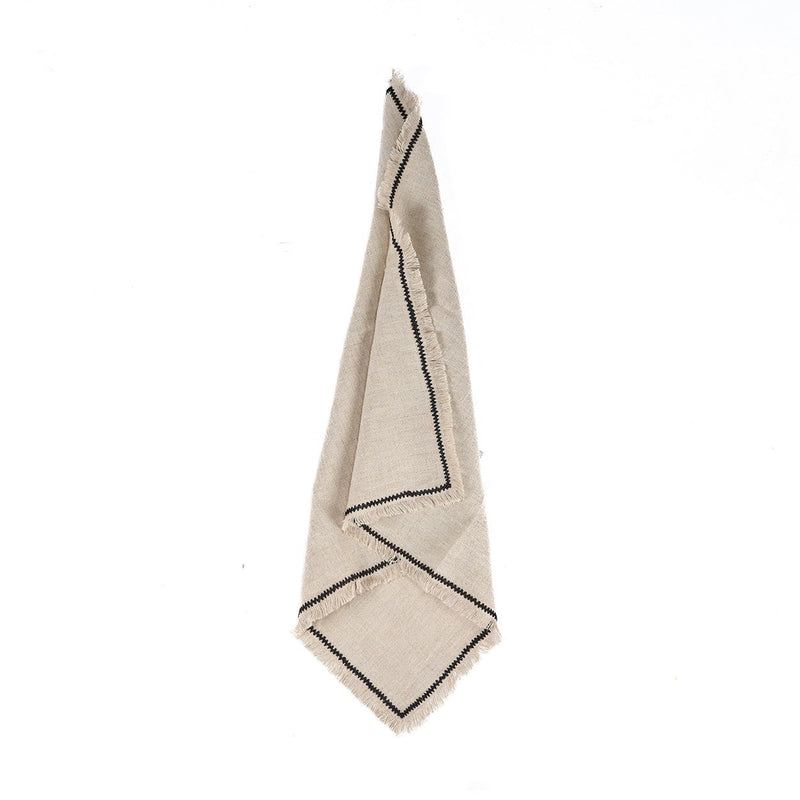 Dimensions Serviette de table Tuscany en lin naturel à surpiqûre noire 45x45 cm