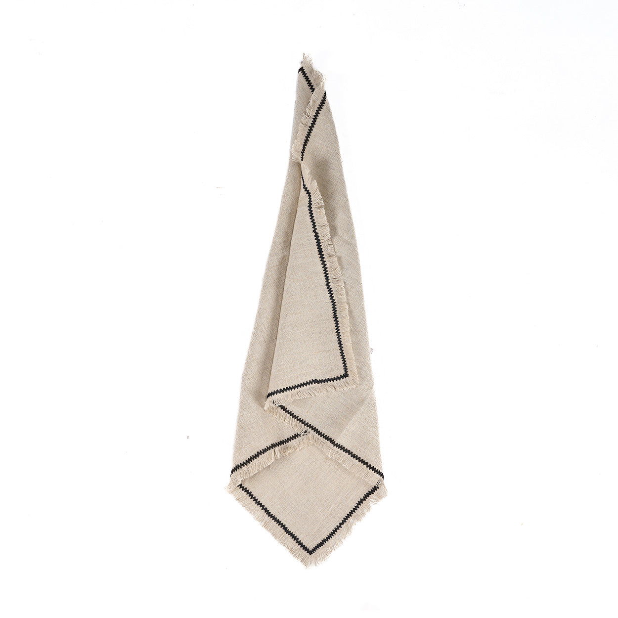 Serviette de table Tuscany en lin naturel à surpiqûre noire 45x45 cm
