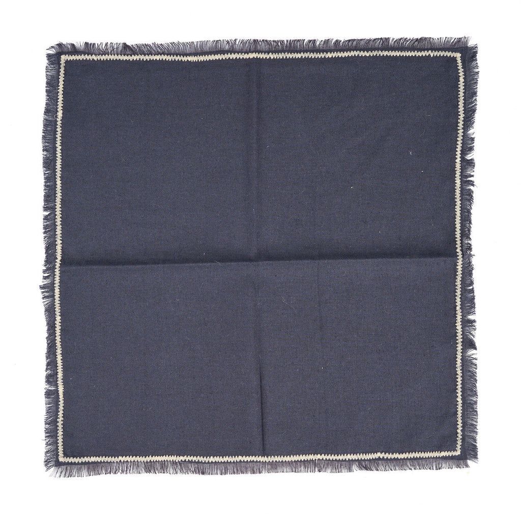 Serviette de table Tuscany en lin noir à surpiqûre écrue 45x45 cm, vue 4