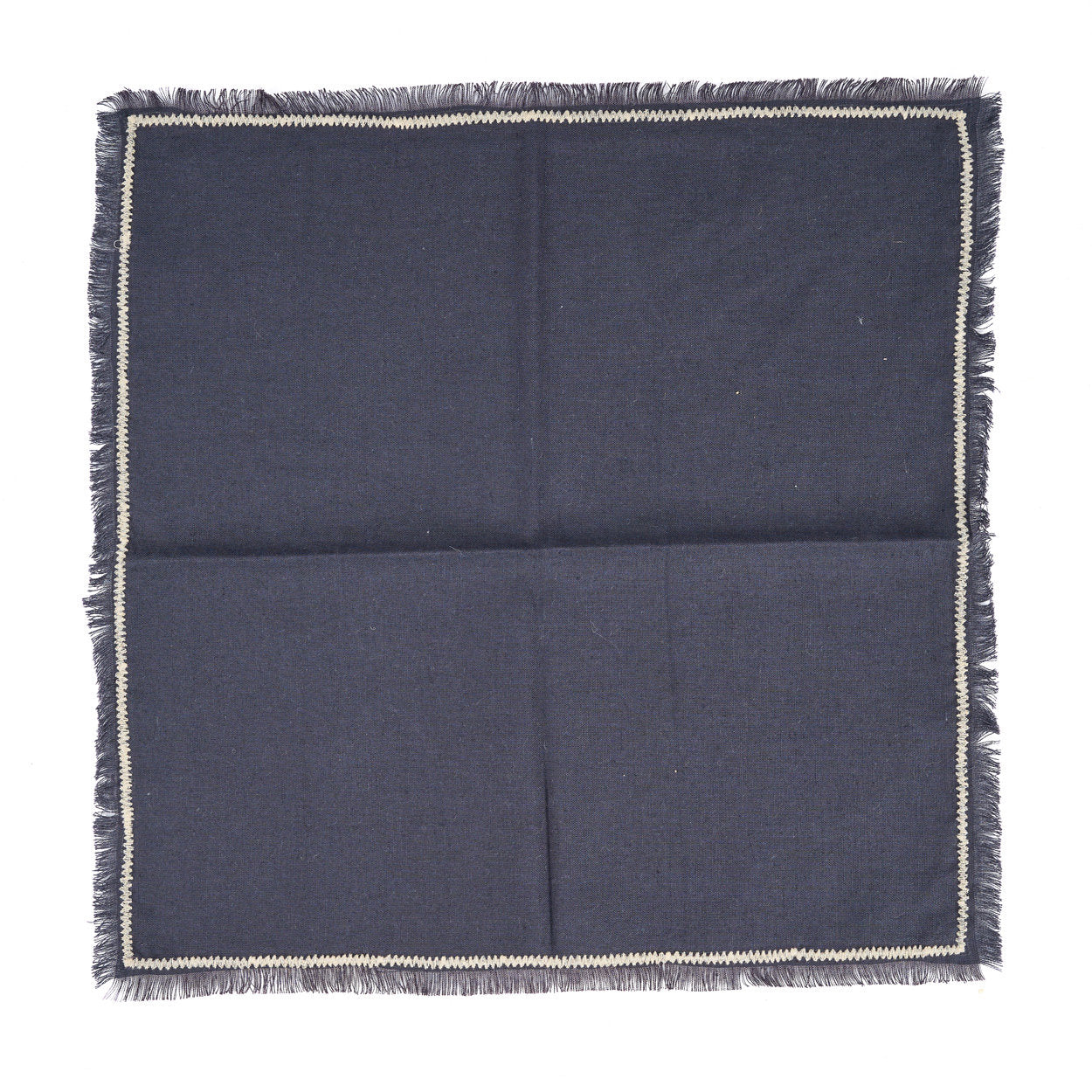 Serviette de table Tuscany en lin noir à surpiqûre écrue 45x45 cm, vue 4