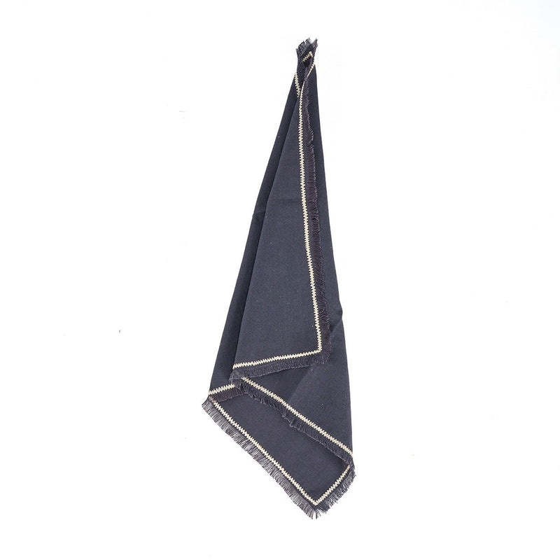 Dimensions Serviette de table Tuscany en lin noir à surpiqûre écrue 45x45 cm