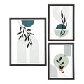 Set 3 cadres Aspen noirs affiches botaniques géométriques 30x40 et 21x30 cm vue ensemble